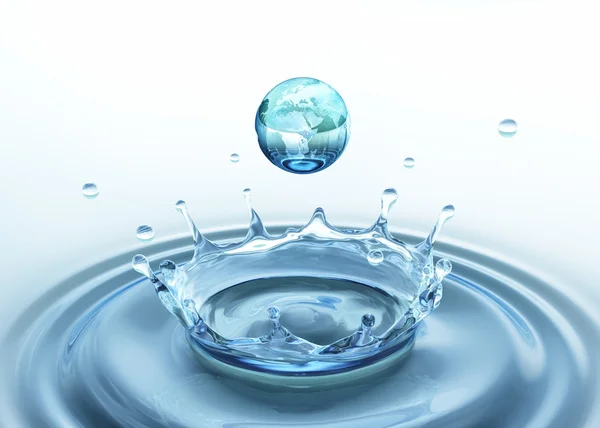 Drop of water with the texture of Earth. — Stock Photo, Image