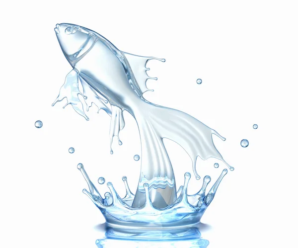 Water splash in form of jumping fish — Stock Photo, Image