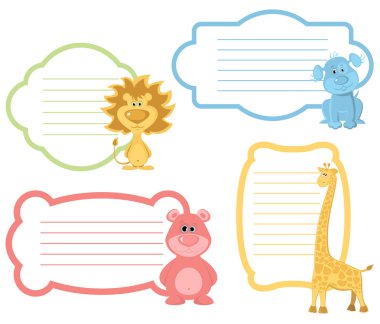 Karikatür hayvanlar etiket kümesi