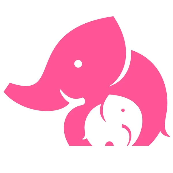 Elefant mamma och barn. Symbol eller logotyp — Stock vektor