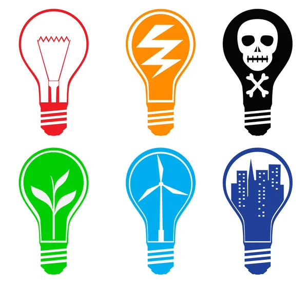 六つの異なる電球のセット — ストックベクタ