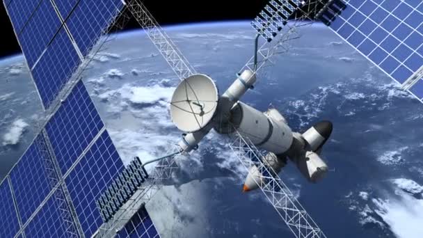 3D animation of orbital space station. — Stock Video