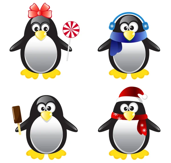 Pingvin vektoros illusztráció készlet — Stock Vector