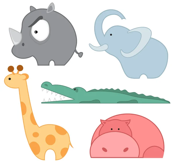 Conjunto de ícones de animais zoológicos — Vetor de Stock