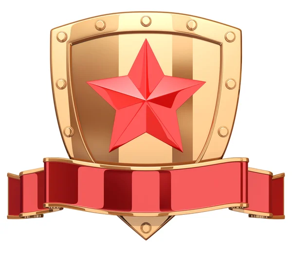 Shield with ribbon and star — Stock Photo, Image