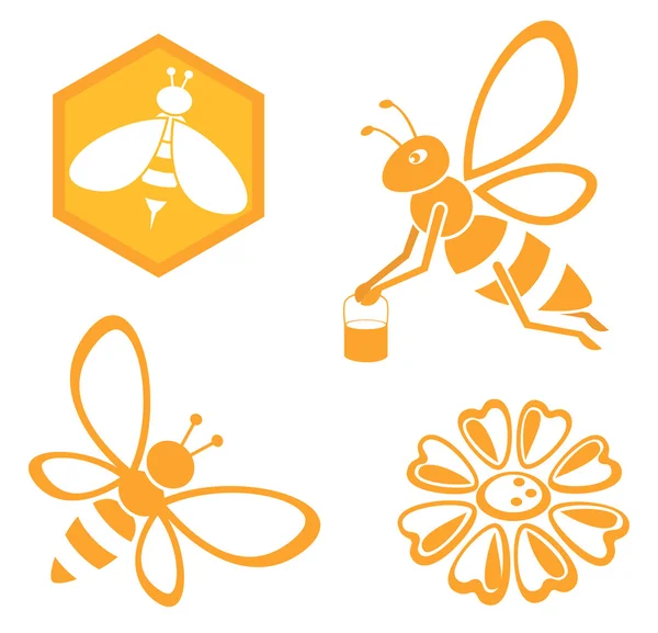 Ensemble abeille et miel — Image vectorielle