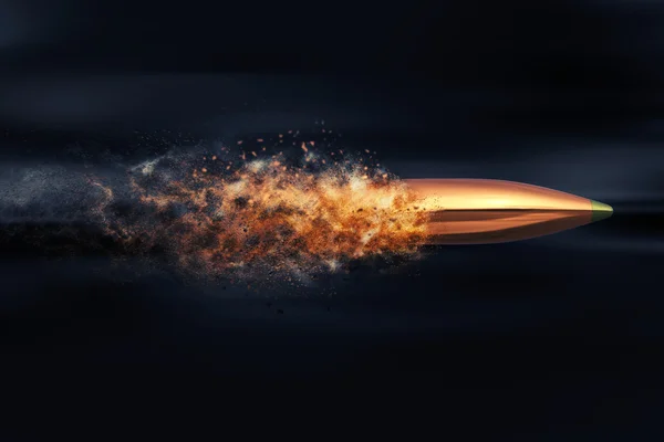 Flying bullet with dust trail — Stock Photo, Image