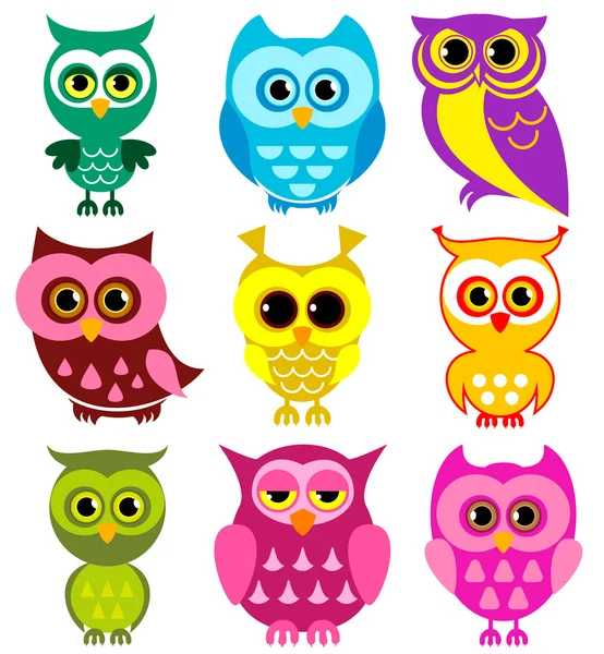 Set of Owls — Stock Vector