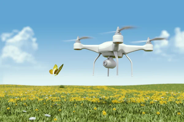 Quadrocopter drone with the camera — Stock Photo, Image