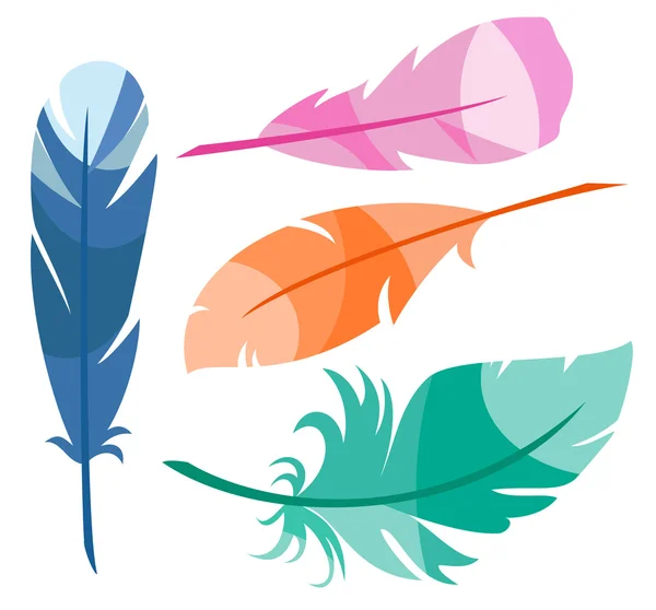 Colorful feathers set — Stock Vector