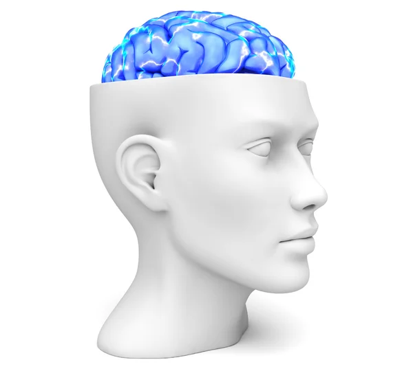 Kopf mit aktivem Gehirn — Stockfoto
