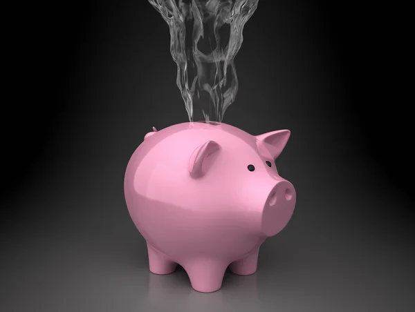 Bir duman ile Piggy banka — Stok fotoğraf