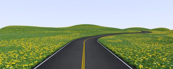 Winding road among green hills — Stock Photo, Image