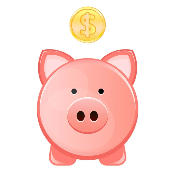 Piggy bank, met munt sleuf vallen — Stockvector