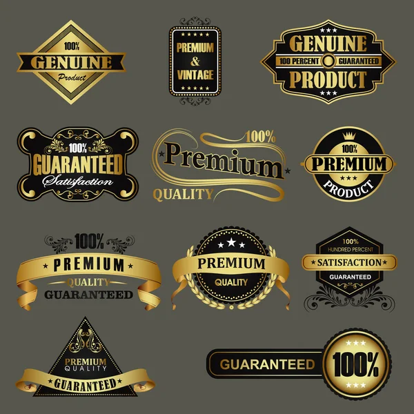 Set of golden labels — Stock Vector