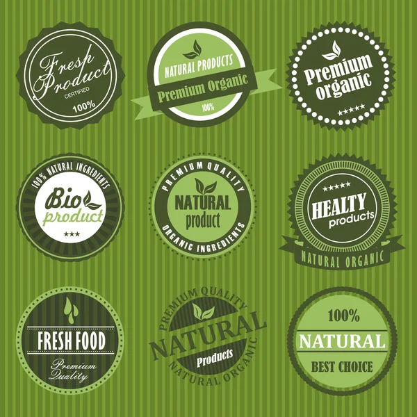 Etiquetas de alimentos ecológicos Ilustraciones De Stock Sin Royalties Gratis