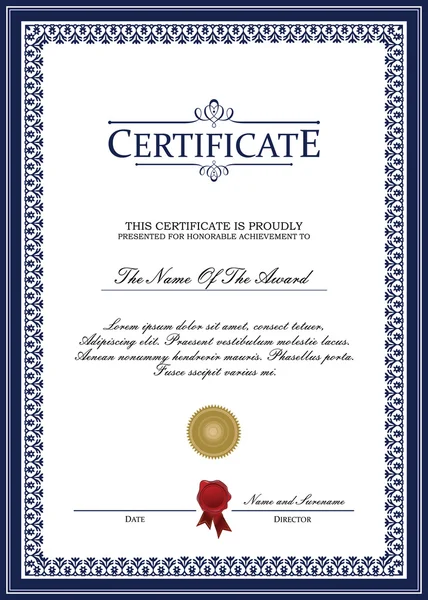 Vettore modello certificato — Vettoriale Stock