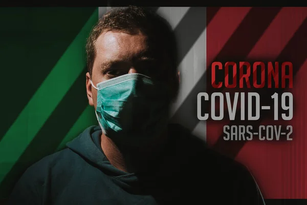 Man Wearing Face Mask Protection Corona Virus Covid Sars Cov — Stock Photo, Image