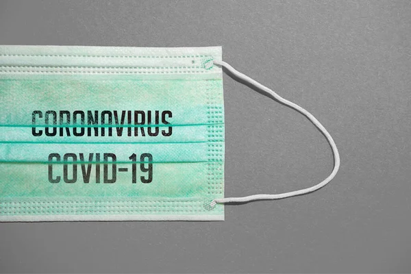 Maschera Medica Con Iscrizione Coronavirus Covid — Foto Stock
