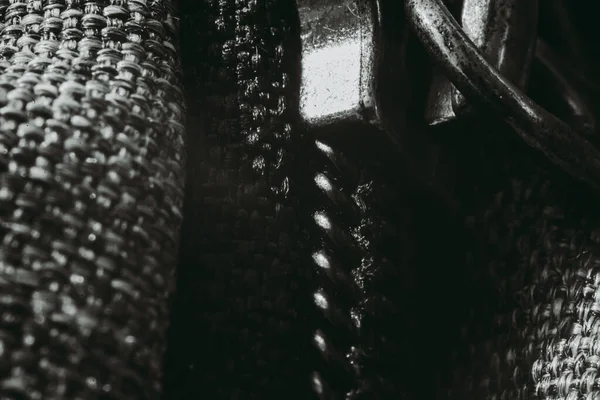 Menutup Foto Hitam Dan Putih Dari Sweater Rajutan — Stok Foto