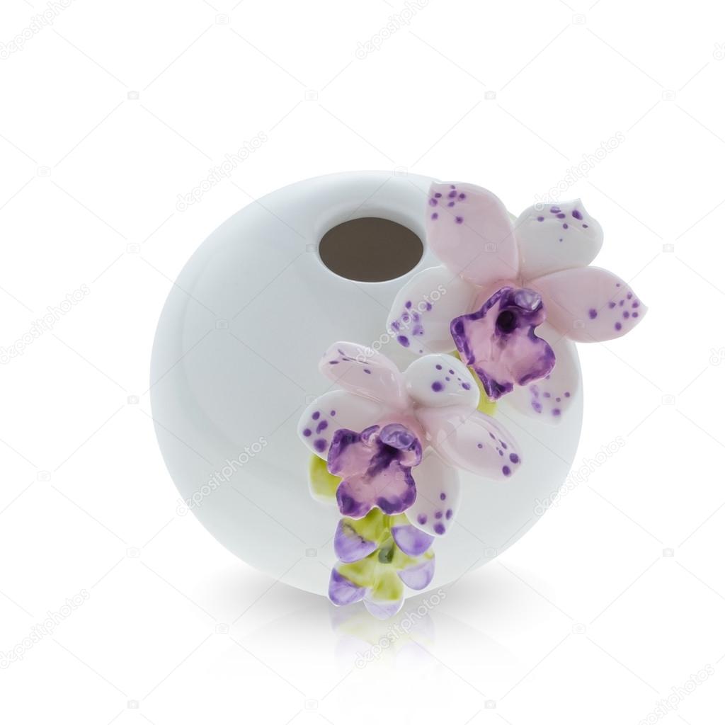 white vase orchid