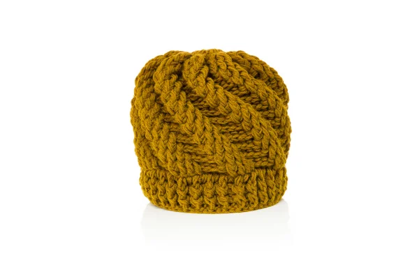 Yellow knitted wool hat — Stock Photo, Image