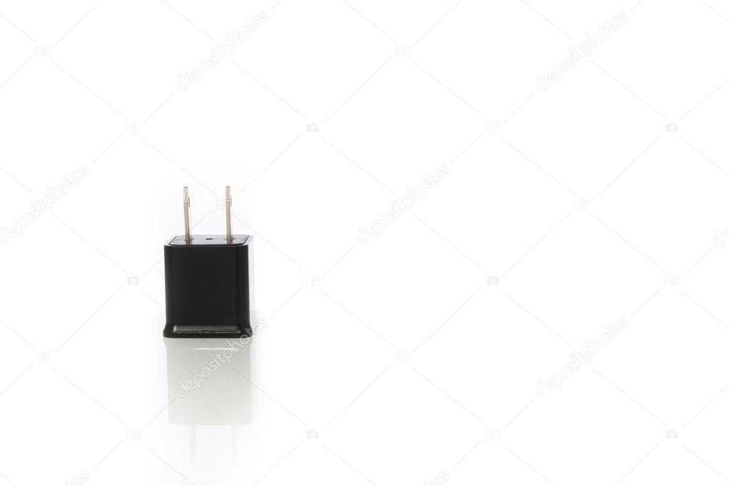 Mobile phone charger on a white background