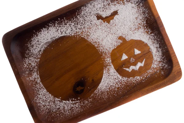 Halloween wooden plate — Stock Photo, Image