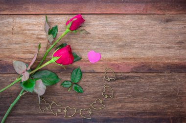 ahşap tahta üzerinde kırmızı gül