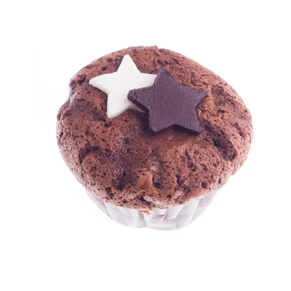 Choklad cupcake på vit bakgrund — Stockfoto