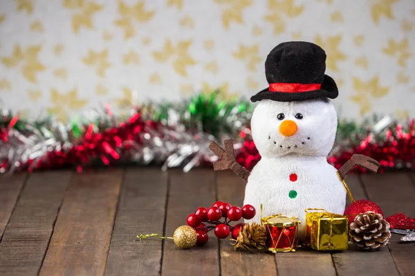 Décorations de Noël sur vieux bois — Photo