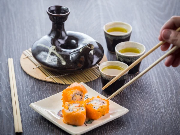 Set da tè e sushi — Foto Stock