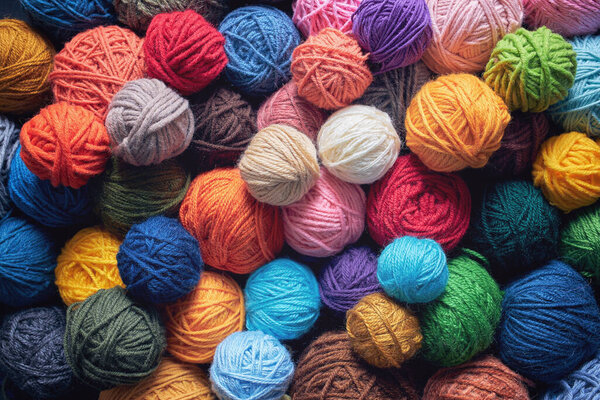 Full Frame Shot Of Colorful Woolen Balls. 