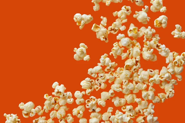 Gros Plan Pop Corn Sur Fond Orange — Photo