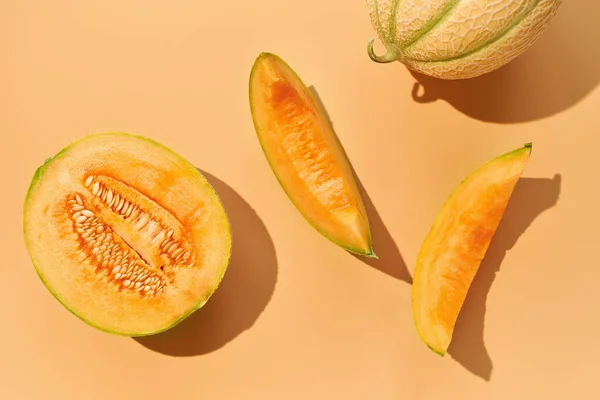 Fresh Cantaloupe Melon Slices Dessert — ストック写真