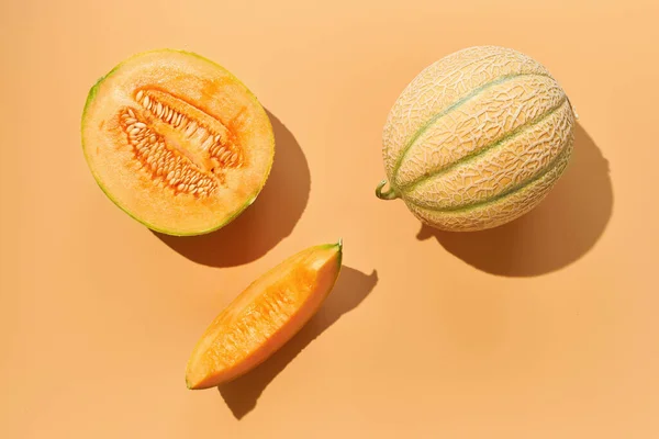 Fresh Cantaloupe Melon Slices Dessert — Stok fotoğraf