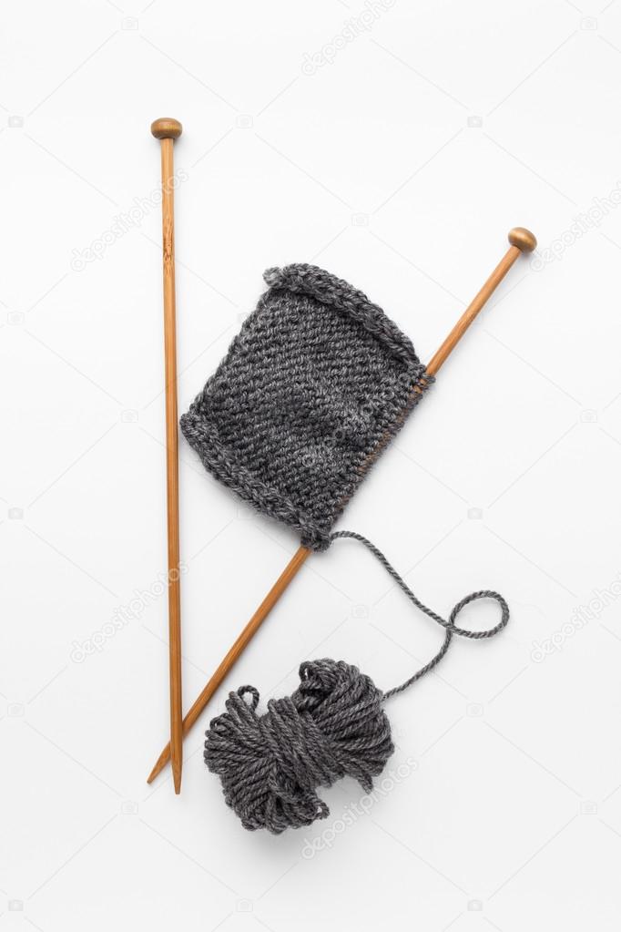 Piece of grey knitting