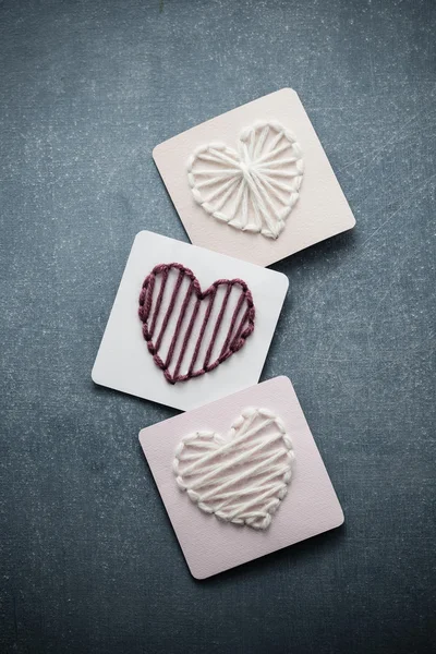 Yarn Wrapped Hearts — Stock Photo, Image