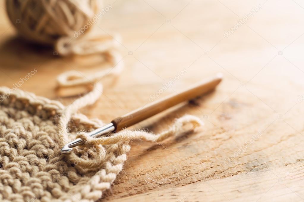 Crochet Wool Thread Needle Wolle Faden Stock Photo 1035378121