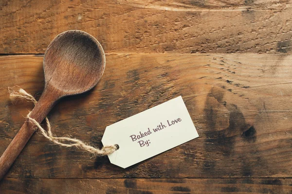 Baked with love tag inscription — Stock Photo, Image