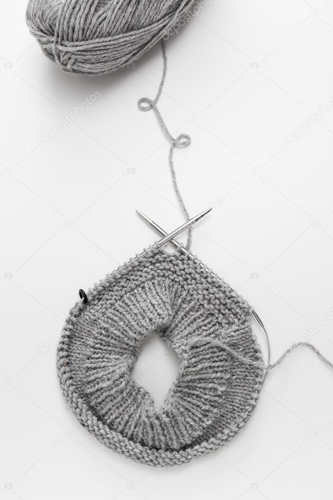 Piece of gray knitting