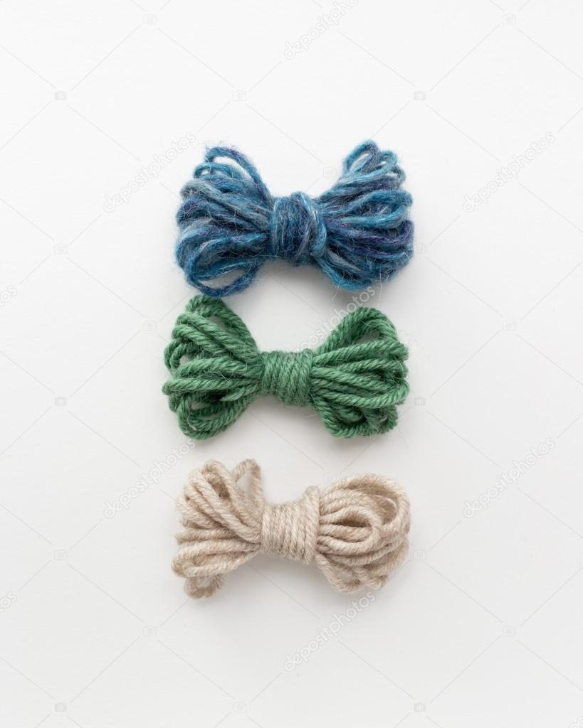 Colourful yarn bows