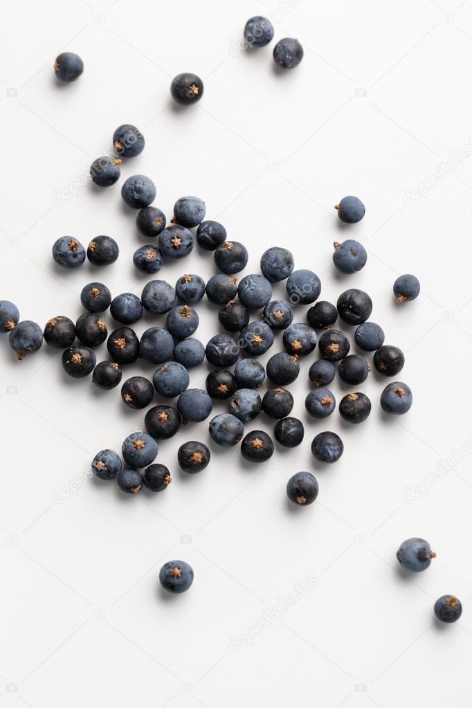 Juniper berries on white background