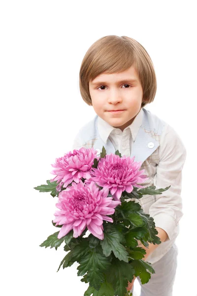 花束と小さな男の子 — ストック写真