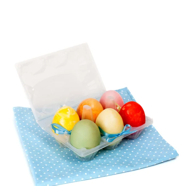 Box with color eggs — Stock Photo, Image