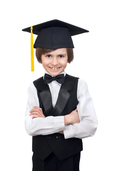 Young child in collegiate cap — Stock Photo, Image