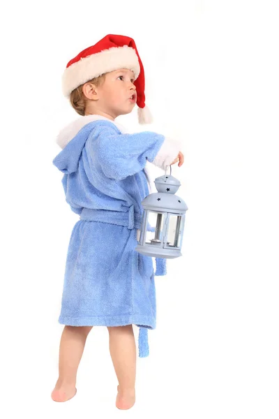 Menino pequeno com lanterna — Fotografia de Stock