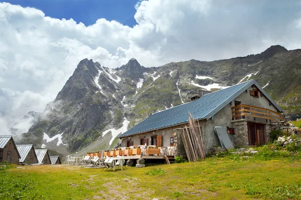 Mountain cafe in Loriaz village — Stock Photo, Image