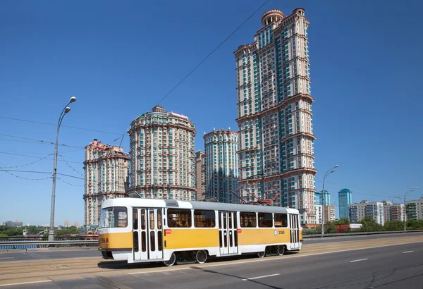 Tram on Stroginskoye highway — Stock Photo, Image