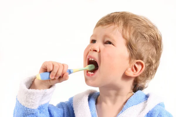 Ragazzo lavarsi i denti — Foto Stock